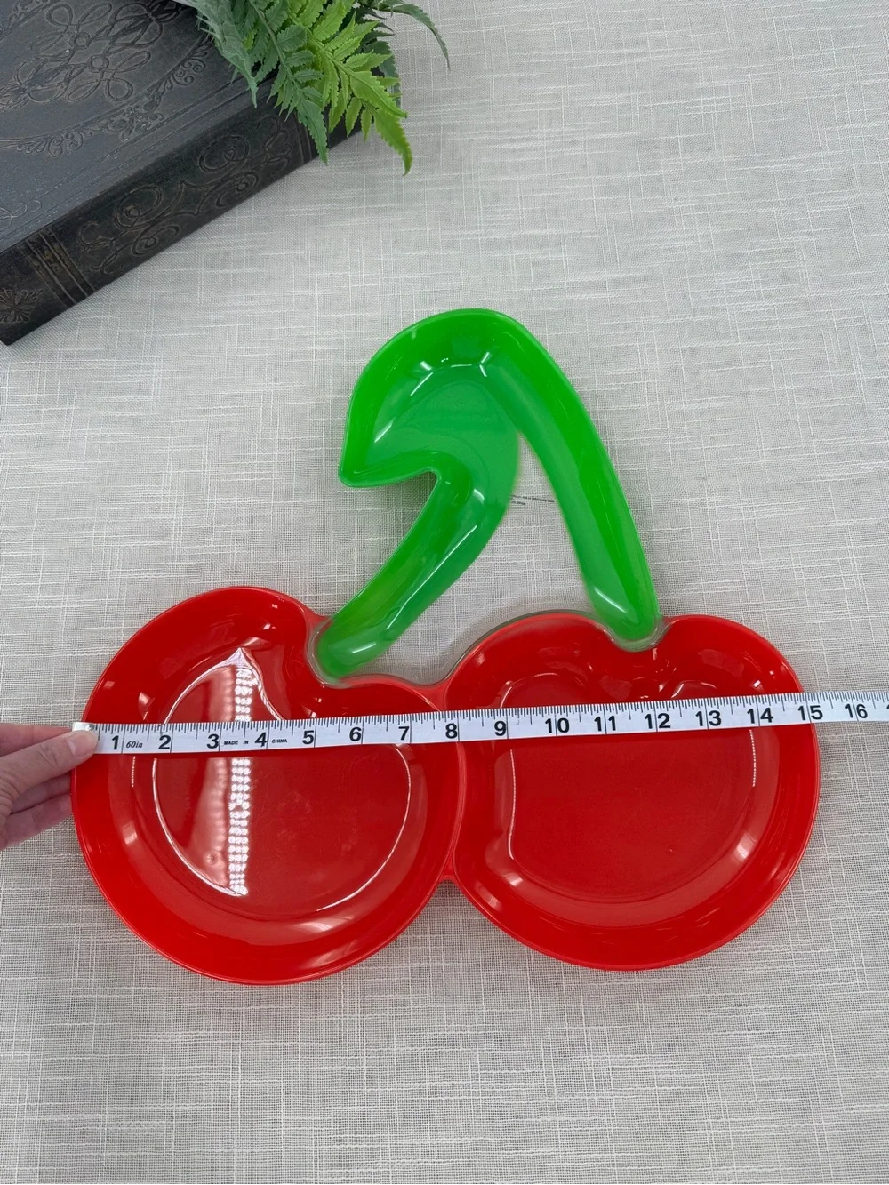 Cherry Serving Tray 🍒 Retro Kitsch Red Green Snack Dish Y2K Cottagecore